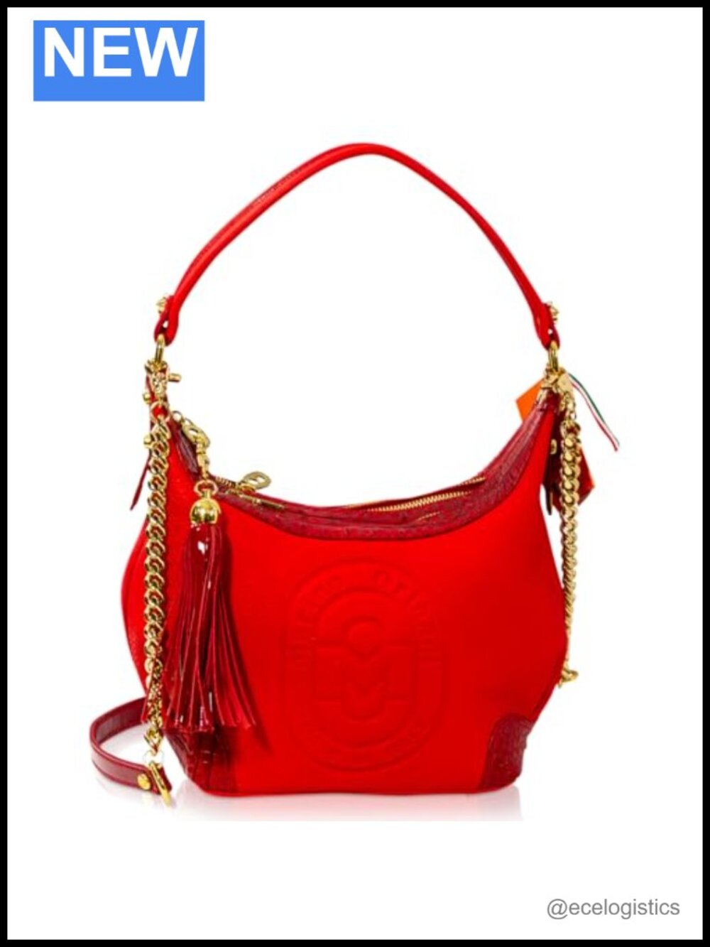 Slouchy Italian Leather Purse Crossbody Bag with Chain